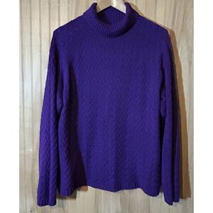 Coldwater Creek Purple Braided Cable Stitch Turtleneck Sweater Size 1X 18